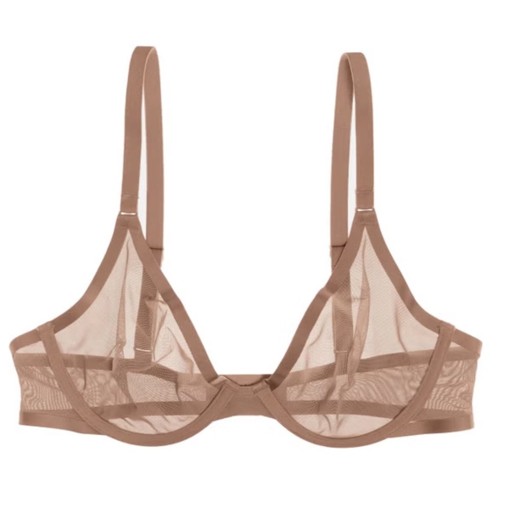 NWT CUUP The Plunge 32F, Taupe Mesh Bra